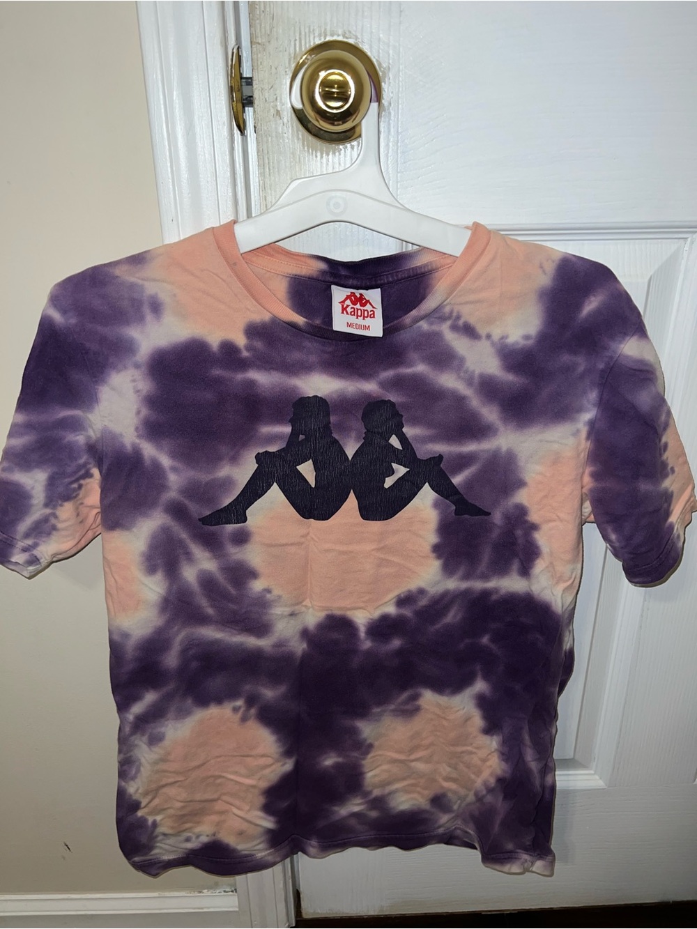 Kappa Tie-Dye Logo Tee in Purple & Peach